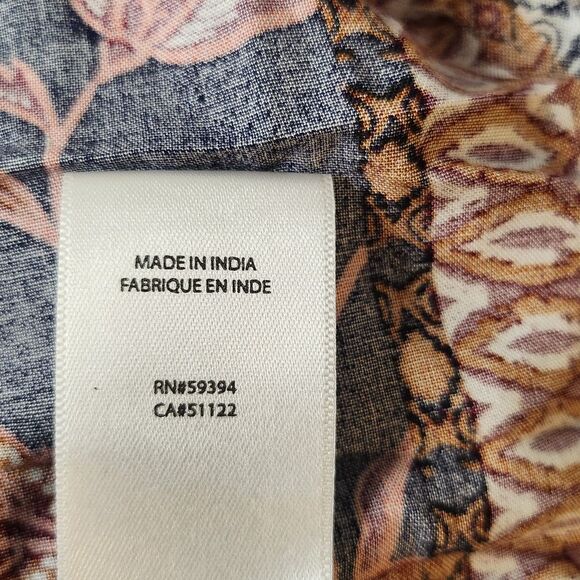 BeachLunchLounge Mini Dress Large‎ Blue Orange Floral Print Size Large Waist Tie - Picture 8 of 9